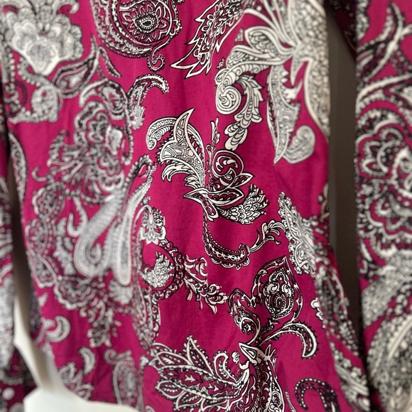 Talbots Women's Size 10P Paisley Stretch Cotton Sateen Button Down
Shirt - Picture 7 of 10